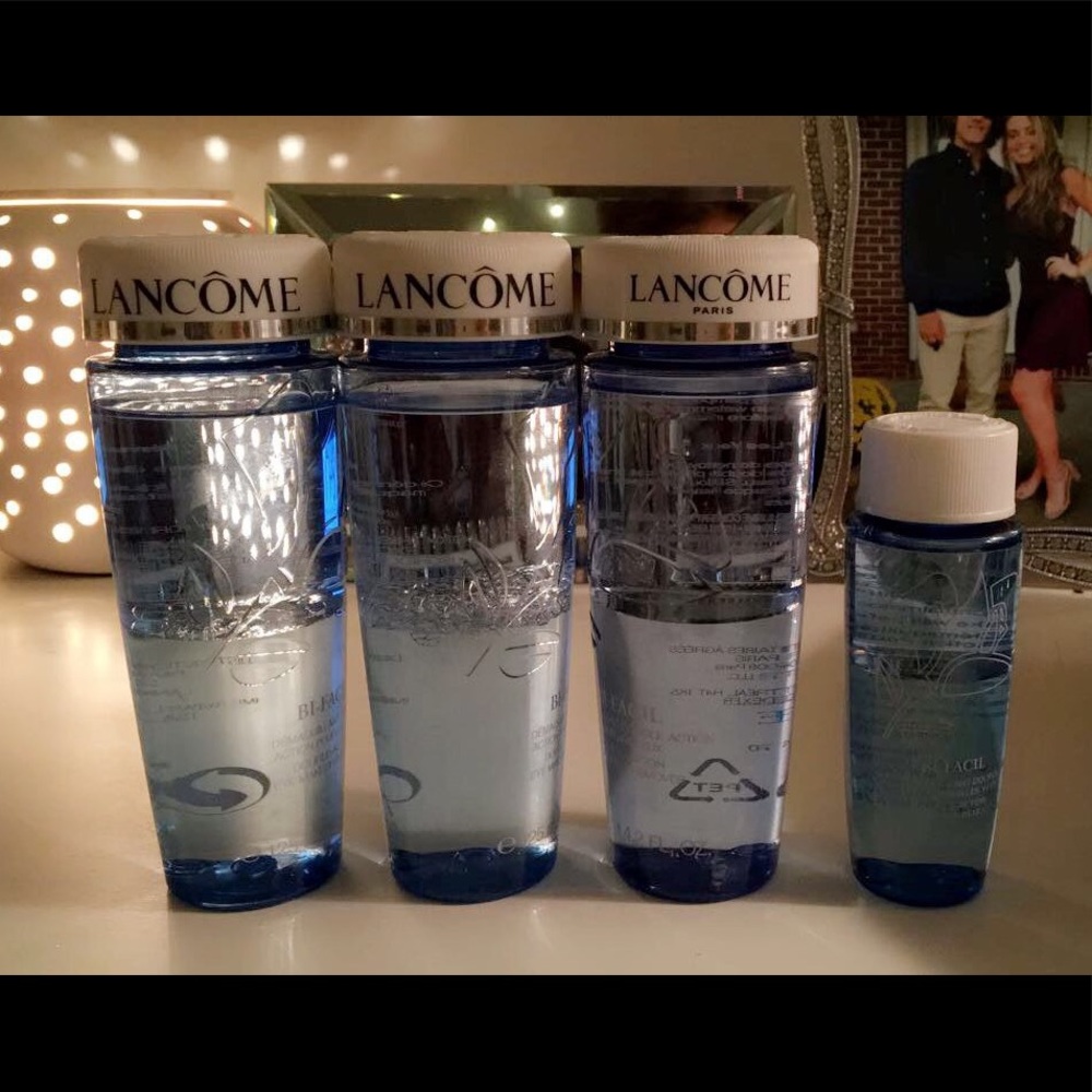 3 Lancôme makeup remover bottles/a mini